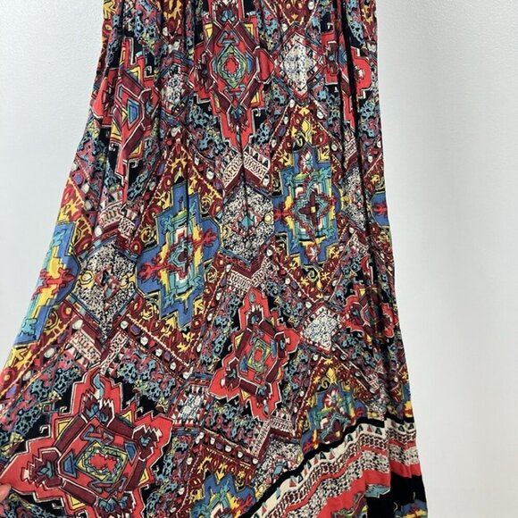 Angie Babydoll Maxi Dress sz S Colorful Y2K Hippie Southwestern Strappy Artsy - Picture 8 of 12